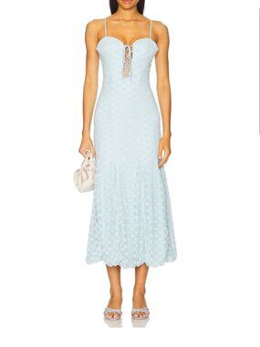 Bardot Delaney Bubble Midi Dress in Soft Blue Size 2 (XS) NEW WITH TAGS.
